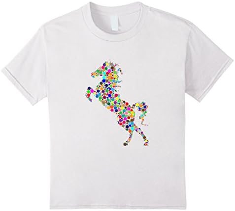 unisex-child Colourful Horse T shirt for girls, women and men 12 White