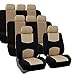 FH Group 3 Row Multifunctional Flat Cloth Car Seat Covers with Gift- Universal Fit for Trucks, SUVs, and Vans (Beige) FB051128