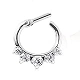 1 - Gemmed CZ Princess Septum Clicker 316L Surgical Stainless Steel Rings F62