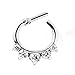 1 - Gemmed CZ Princess Septum Clicker 316L Surgical Stainless Steel Rings F62