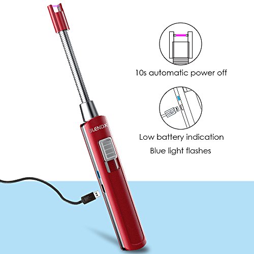 Electric Arc Lighter Kitchen Lighter USB Rechargeable Long Lighter Candle 360° Flexible Neck, No Spark & Smell, Flameless Windproof Fire Candle Lighter for Camping Grilling BBQ Gas Stove (Red) ) - Thumbnail 2