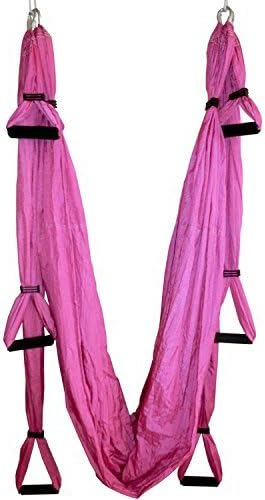 Aerial Yoga Swing - Trapeze Yoga Hammock Set - Yoga Sling Kit Inversion Therapy Exercise Accessories - Antigravity Swings Perfect for Strengthening &amp; Back Pain Relief - Comes with 2 Extensions Straps