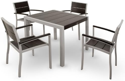 Trex Outdoor Furniture TXS125-1-11CB Surf City 5-Piece Dining Set, Textured Silver/Charcoal Black