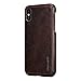 iPhone X Case , Pierre Cardin Premium Genuine Cow Leather with New Slim Design Hard Case Cover Fit for Apple iPhone X (Dark Brown)