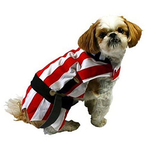 Pirate Dog Costume Red Striped Halloween Pet Outfit