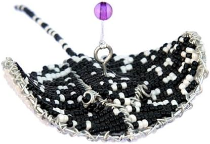 Grass Roots Creations Sting Ray Beadworx Sculpture, Mini, Black and White