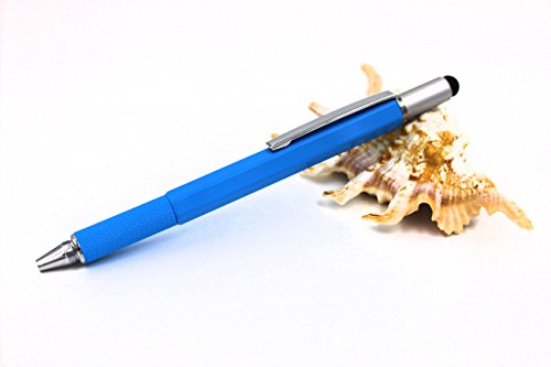 2PCS PACK 6 in 1 Screwdriver Tool Pen - Mini Multifunction Pen with Stylus, Flat and Phillips Screwdriver Bit, Bubble Level and inch cm Ruler all in one (Sky blue) - Thumbnail 3