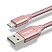 Micro USB Cable, 4 pcs (6ft2,10ft2) Fasgear Nylon Braided Tangle-Free Fastest charger data cable with Metal Connectors for Android, Samsung galaxy S6, LG G4, Nexus, and more(Rose gold,Silver)