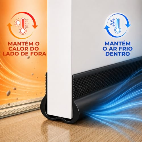 Veda Porta Inferior 93 cm Ajustável Adesivo Protetor de Porta em PVC para Bloquear Vento, Poeira, Insetos e Ruídos,Design em Arco 30° para Deslizamento Suave Corte Sob Medida(Branco)