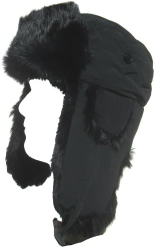 Taslon Rabbit Fur Trim Trooper Nylon Aviator Hat