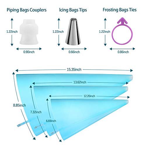 Kasmoire Reusable Piping Bags and Tips Set, Cake Decorating Tools with Icing Pastry Bags, Icing