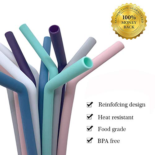 Senneny Set mit 6 Silikon-Trinkhalmen für 850 ml und 570 ml, wiederverwendbare Silikon-Trinkhalme, BPA-frei, extra lang… – Bild 4