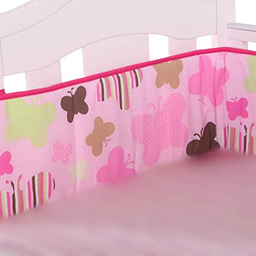 Amomo Crib Bumpers Breathable Baby Bumper Pads 4 Piece for Baby Girl Boy (Pink-Butterfly)