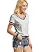 ROMWE Women's Casual Short Sleeve Cute T-Shirt V-Neck Summer Cotton Tops Grey S