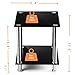 TAVR Glass Square End Table Set of 2 Industrial Night Stand Side Corner Coffee Table with Tempered Glass Shelves for Living Room Bedroom, Stainless Chrome Frame and Easy Assembly,Black ET5001