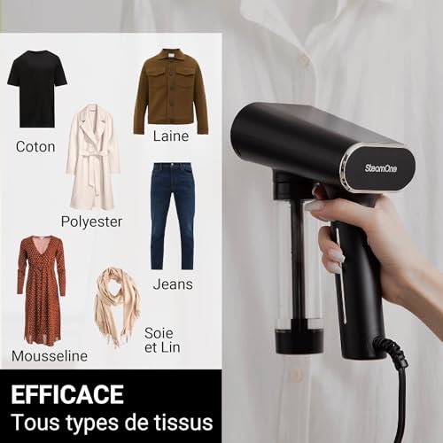 SteamOne - Karl EUNS150B Hand Steamer - Travel Steamer, Home - Portable High Power Iron 2000W - 150ml Tank - Cable 3m - Iron all types of fabric