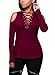 FARYSAYS Women's Sexy Cold Shoulder Blouse Lace-Up Ribbed Tops Black
