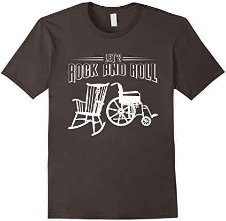 Men's Let's Rock And Roll Rocking Chair Wheelchair Funny T-Shirt XL Asphalt