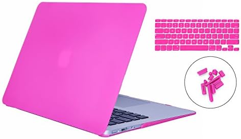 3 in 1 Macbook Air 13" Soft-Skin Plastic Hard Case Cover &amp; Keyboard Cover &amp;Dust Plug for Macbook Air 13" NO CD-ROM (A1369/A1466) Rose Red