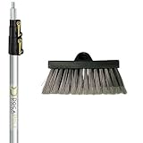 DOCAZOO DocaPole 5-12 Foot Soft Bristle Scrub Brush Extension Pole |Car Wash Brush Extension Pole | Long Handle Scrub Brush and Deck Brush for House Siding, Windows, Deck, Car, Truck, RV and More