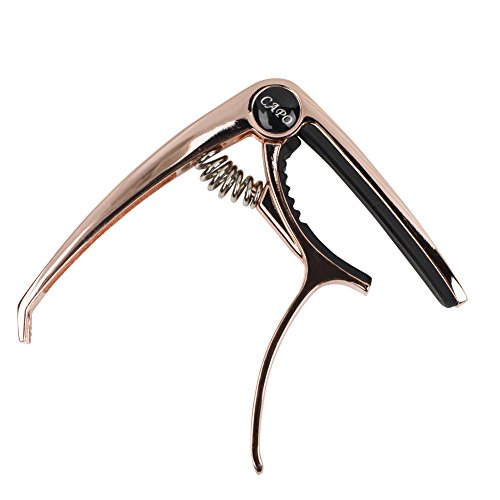 ZEALUX Multifunctional Guitar Capo for Guitars, Ukulele, Banjo, Mandolin, Bass. Ultra Lightweight Aluminum Metal for 4 & 6 & 12 String Instruments - Premium Accessories (Rose Gold)