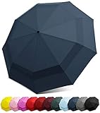 EEZ-Y Compact Travel Umbrella w/Windproof Double Canopy Construction - Auto Open/Close Button