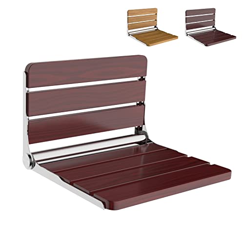 Teak Folding Shower Seat Wall Mounted,Fold Down Shower Bench for Small