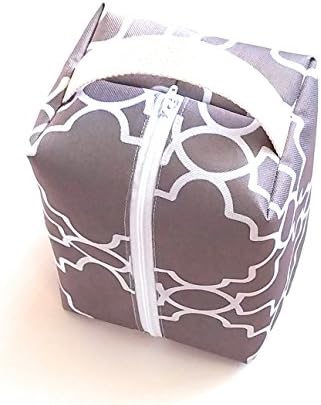 Makeup bag, Small Portable travel cosmetic Case organizer, washable tote and waterproof luxury pouch trendy compartment makeup and toiletry storage (Tile Grey)