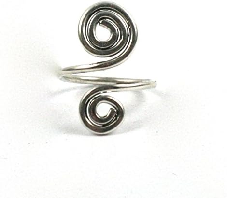 Solid Silver 925 Handmade Adjustable 1.5mm Wire Spiral Wrap Toe Ring