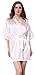 JOYTTON Women's Wedding Party White Satin Kimono Robe with Gold Glitter Bride