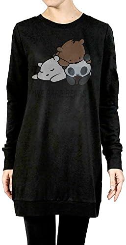 We Bare Bears Lady's Long Fleece Crewneck Pullover Hoodies