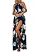 FFLMYUHULIU Women's Halter Floral Sleeveless Long Maxi Dress, C2602-Navy, Medium