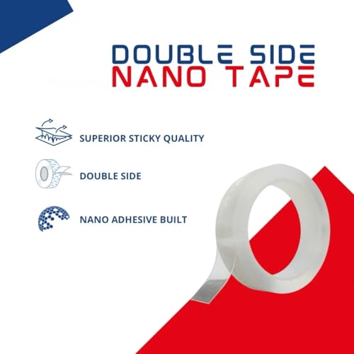 Heavy Duty Double-Sided Clear Transparent Nano Tape Reusable Strong Stick Mounting Gel Double side Clear Tape Two faced Double face sticky-Washable, Reusable-UAE شريط جل نانو مزدوج الوجه