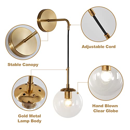 KCO Mid Century Modern Wall Light Fixture Minimalist Glass Globe Wall