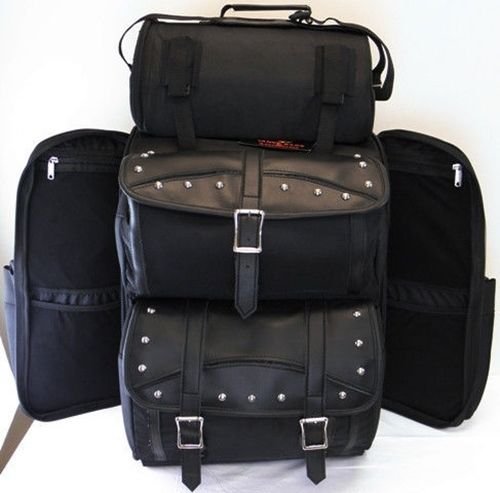 Vance Leather Extra Large Studded 2-Piece Travel Bag/ Back Pack