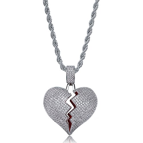 Bubble Broken Heart Pendant Necklace 