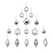 youseexmas Glass Christmas Ornaments White Silver Pack of 16
