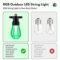 BBG Outdoor String Lights - 49FT RGB & Warm White
