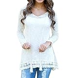 ZXZY Women's Lightweight Soft White Hooded Pullover Tops