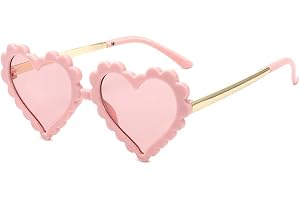 FBHLZ Kids Heart Shaped Sunglasses for Girls Boy Cute Glasses UV 400 Protection Outdoor Beach Children Gifts
