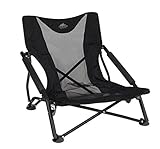 Cascade Mountain Tech Compact Low Profile Outdoor Folding Camp Chair with Carry Case - Black