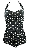 Cocoship 50s Vintage Inspired Polka Gingham One Piece Pin Up Sheath Swimsuit(FBA)