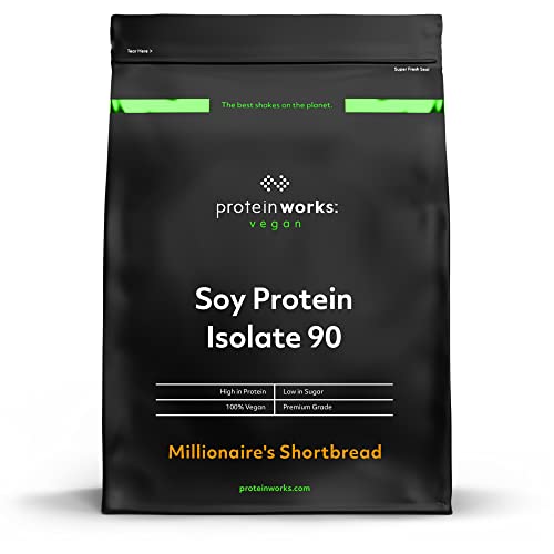 Soy Protein 90 (Isolate) Protein Powder | 100% Plant-Based | Low Fat | No Added Sugar | Protein Works | Millionaire's Shortbread | 1 Kg