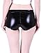 HDE Women's Shiny Metallic Booty Shorts Liquid Wet Look Hot Pants Dance Bottoms,Black,Small