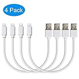 Short Micro USB Cable for Charging Station Power Bank Android Devices or Tablets 20cm/8 Inch (4Pack, White)