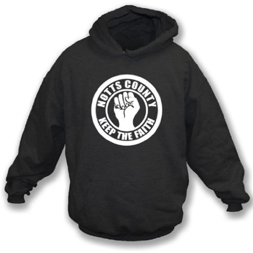 Punk Football Notts County Keep the Faith Hooded Sweatshirt Medium Black
