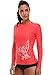 BeautyIn Women's Long Sleeve Rash Guard UPF 50+ Swim Shirt UV Athletic Tops,Red,Large