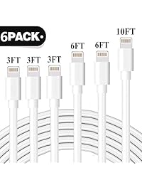 AIUONXILIOP iPhone Charger Cable (6 Pack, 3FT 6FT 10FT) - MFi Certified - Fast iPhone Charging Cable Long Cord Compatible iPhone XS Max XR X 8 8 Plus 7 7 Plus 6 6 Plus 6S 6S Plus 5 SE More (White)