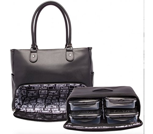 6 Pack Fitness Renee Leather Tote with Insulated Meal Management System, Black (25405) - Thumbnail 5
