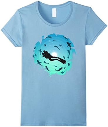 Women's scuba diving silhouette tshirt Medium Baby Blue